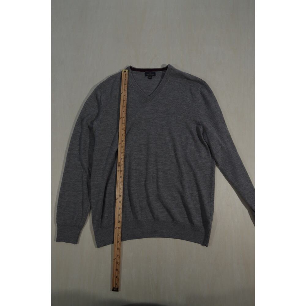 Brooks Brothers Sweater Men's XLGray V-Neck Extra Fine Italian Merino Wool Solid